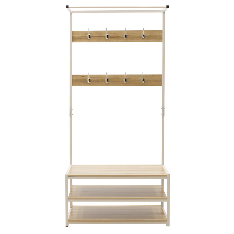 Entrance unit Ralph pakoworld MDF in white-oak color 80x40x170cm - Image 2