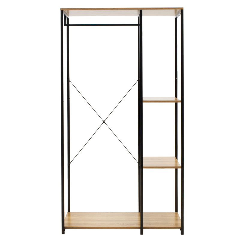 Entrance unit-Closet Ramon pakoworld modern oak color with black metal frame 90,5x41x167cm - Image 2