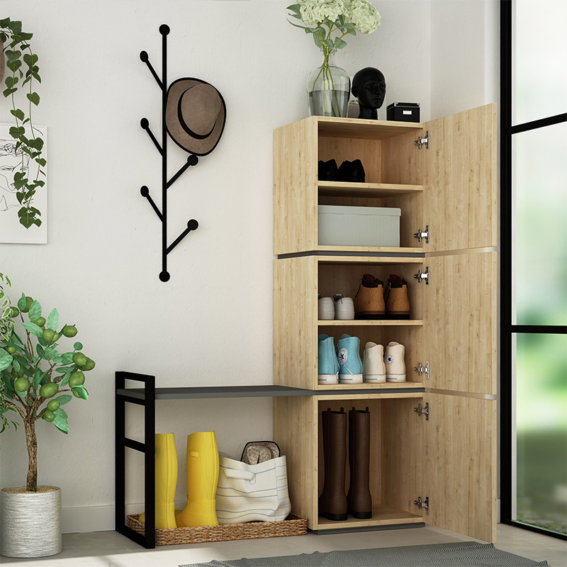 Mello pakoworld Hallway stand in oak - anthracite color 109x39x149cm - Image 2