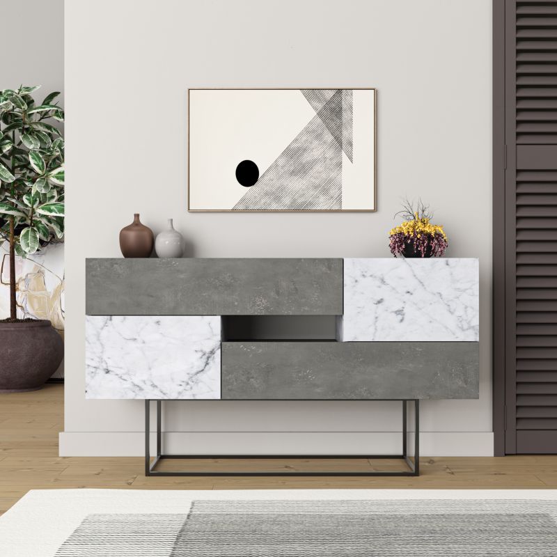 Buffet Roberta pakoworld gray antique-white marble 145x40x82cm - Image 5