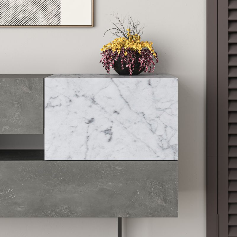 Buffet Roberta pakoworld gray antique-white marble 145x40x82cm - Image 4