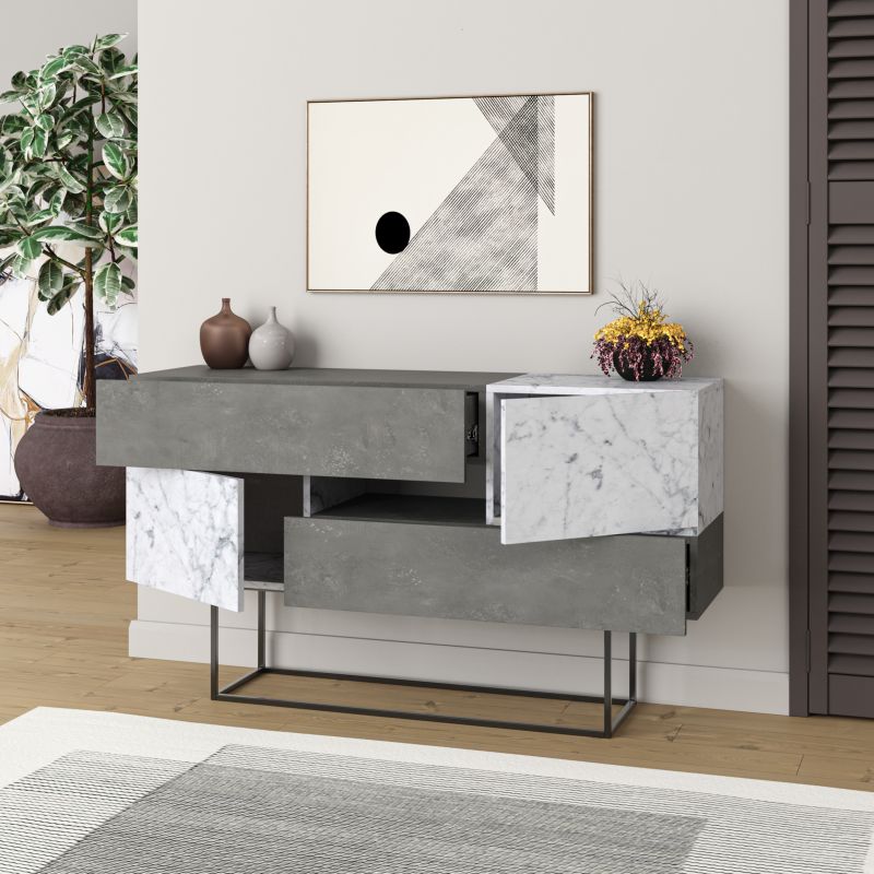 Buffet Roberta pakoworld gray antique-white marble 145x40x82cm - Image 2