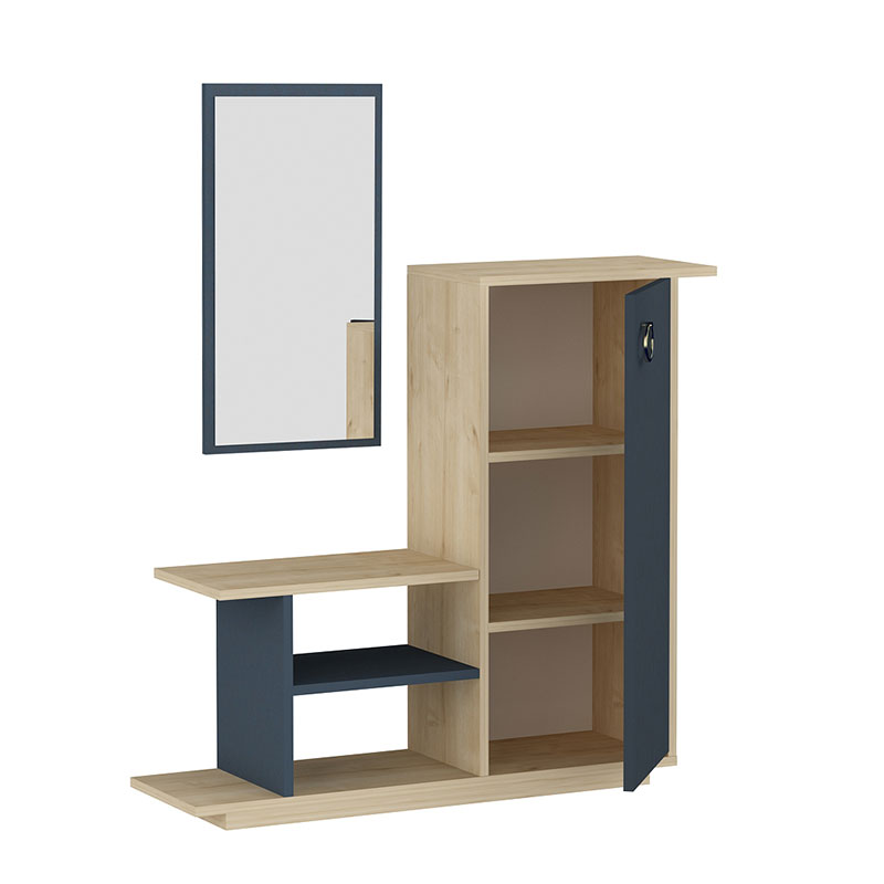 Entrance furniture with mirror Ceel pakoworld in white-walnut color 80x29.5x90cm - Image 4