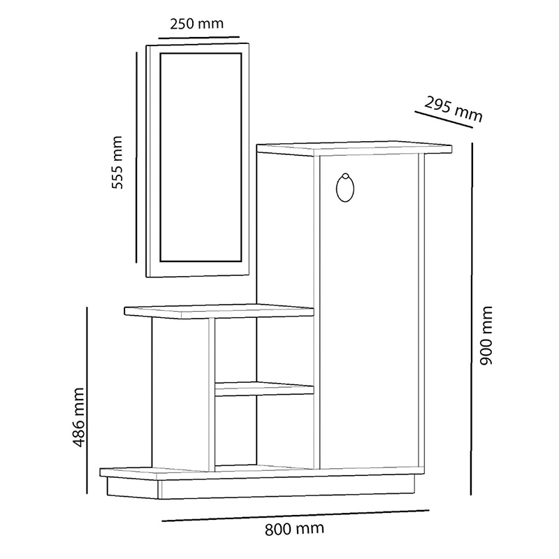 Entrance furniture with mirror Ceel pakoworld in white-walnut color 80x29.5x90cm - Image 2