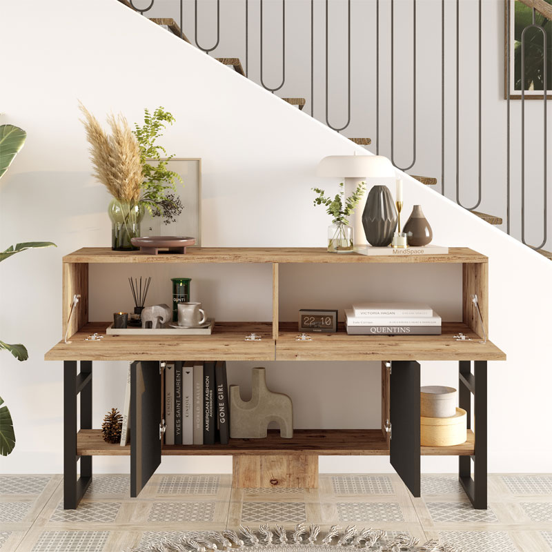 Buffet Jaydon pakoworld melamine natural-black 139x43x83.5cm - Image 3