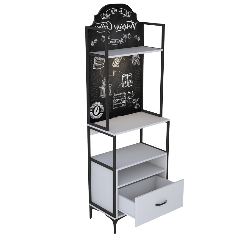 Buffet with shelf Cogan pakoworld white melamine-black metal 70x40x205cm - Image 3