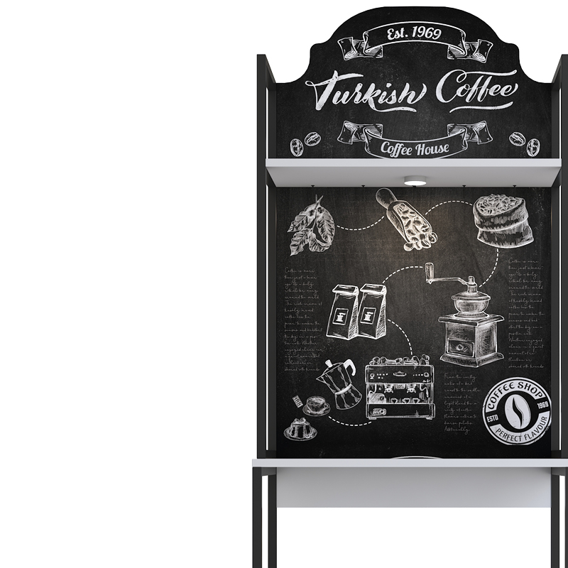 Buffet with shelf Cogan pakoworld white melamine-black metal 70x40x205cm - Image 4