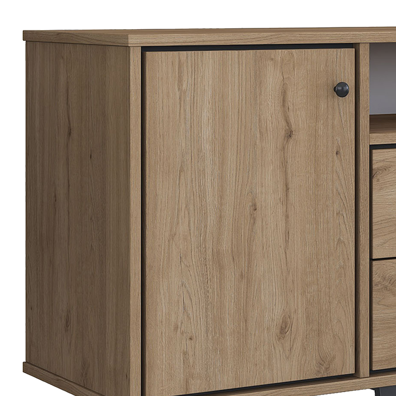 Buffet Derbio pakoworld walnut melamine-dark grey metal leg 180x45x83.6cm - Image 7