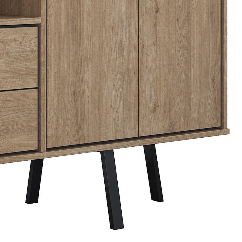 Buffet Derbio pakoworld walnut melamine-dark grey metal leg 180x45x83.6cm - Image 6