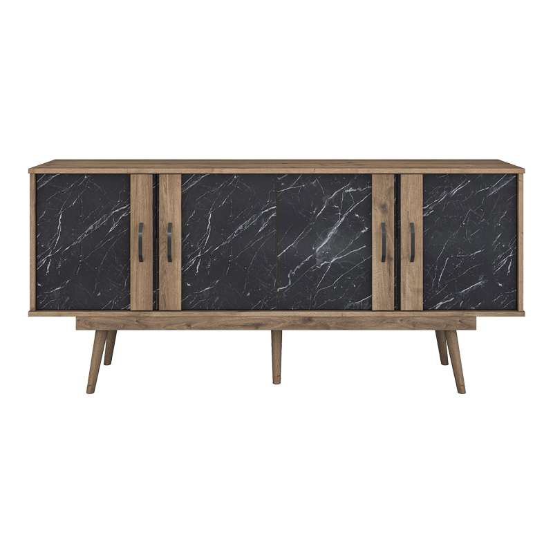 Buffet Suckie I pakoworld walnut-black marble look melamine-walnut pp leg 180x45x82.6cm - Image 4