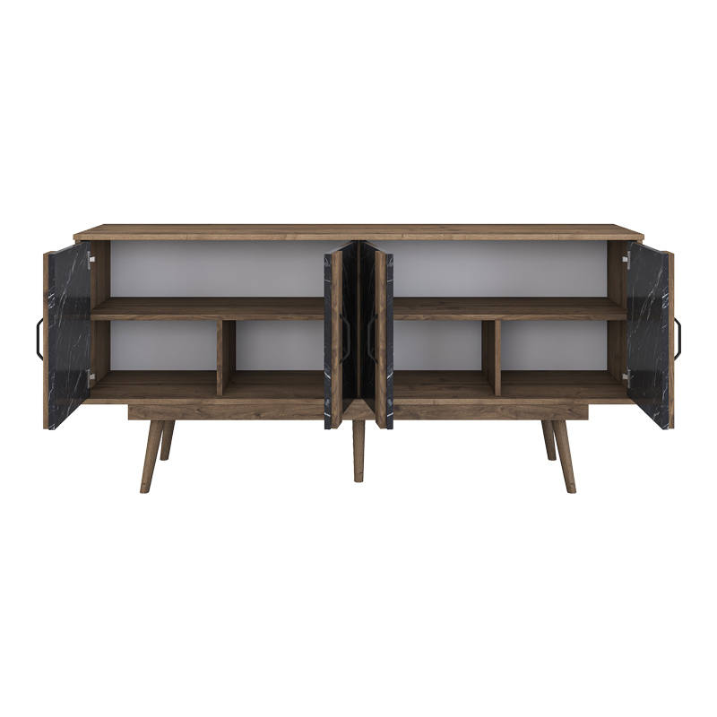 Buffet Suckie I pakoworld walnut-black marble look melamine-walnut pp leg 180x45x82.6cm - Image 3