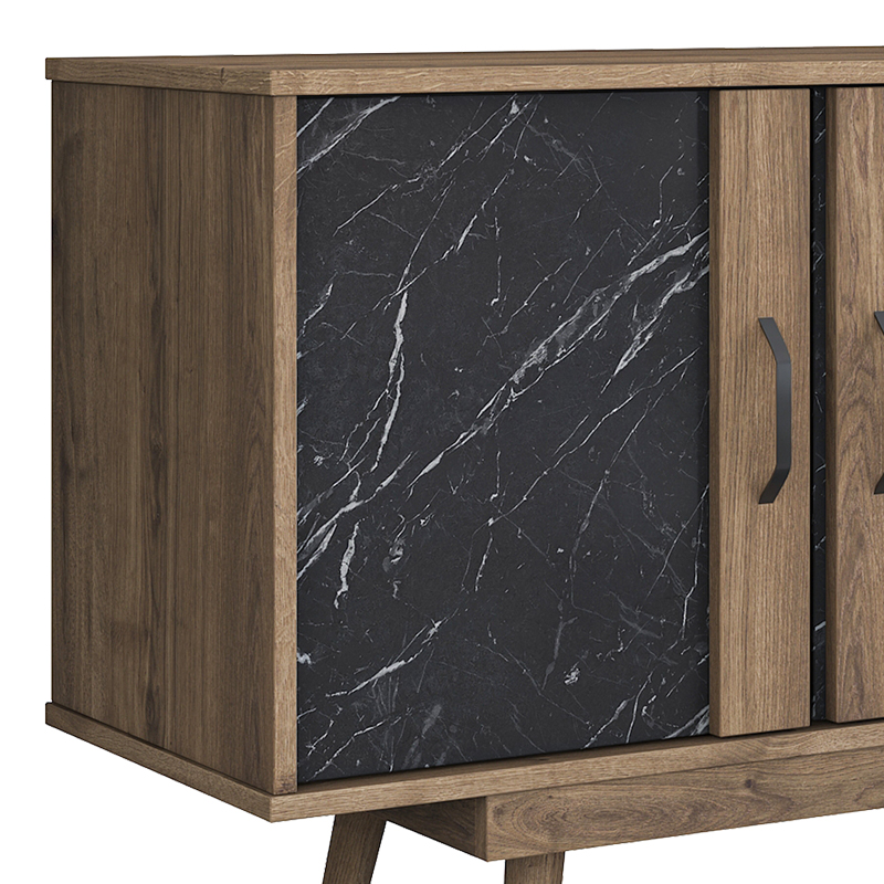 Buffet Suckie I pakoworld walnut-black marble look melamine-walnut pp leg 180x45x82.6cm - Image 6