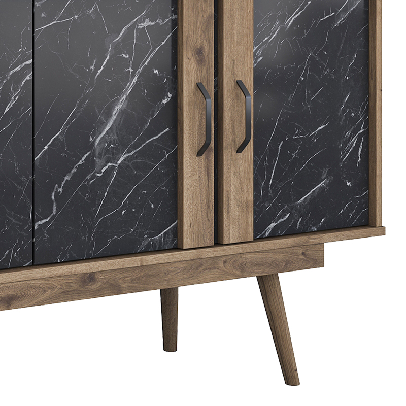 Buffet Suckie I pakoworld walnut-black marble look melamine-walnut pp leg 180x45x82.6cm - Image 5
