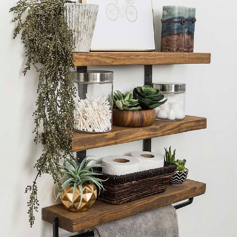 Wall set unit Suny pakoworld solid pine wood walnut-black 75x9x68cm - Image 3