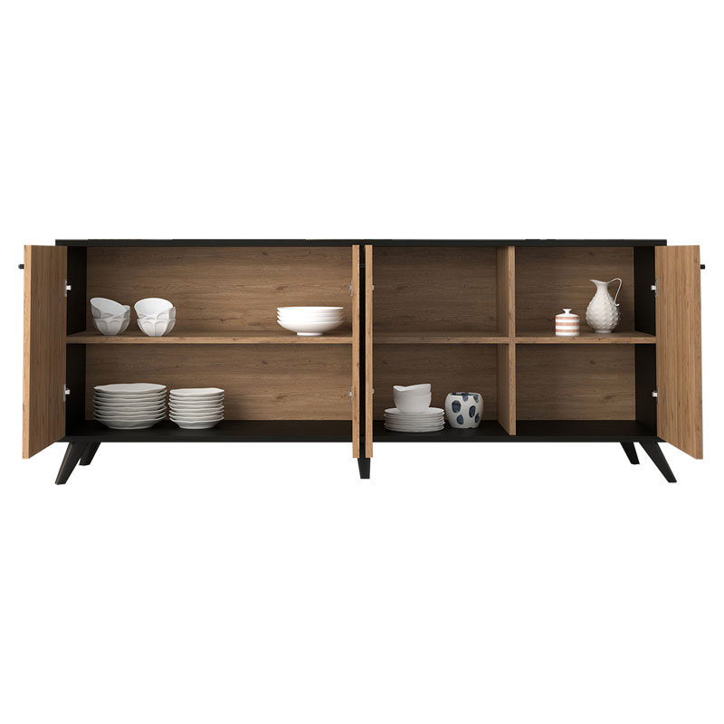 Buffet Flipter pakoworld melamine oak-black 180x40x78,6cm - Image 2