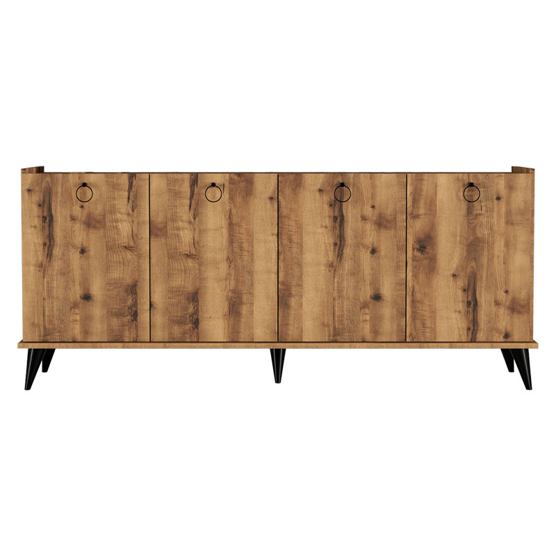 Buffet Lireta pakoworld melamine walnut-black 182x41x82.5cm - Image 2
