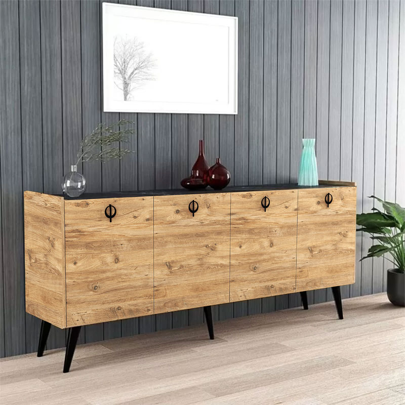 Buffet Jeslie pakoworld melamine oak-dark grey 180x40x79cm - Image 3
