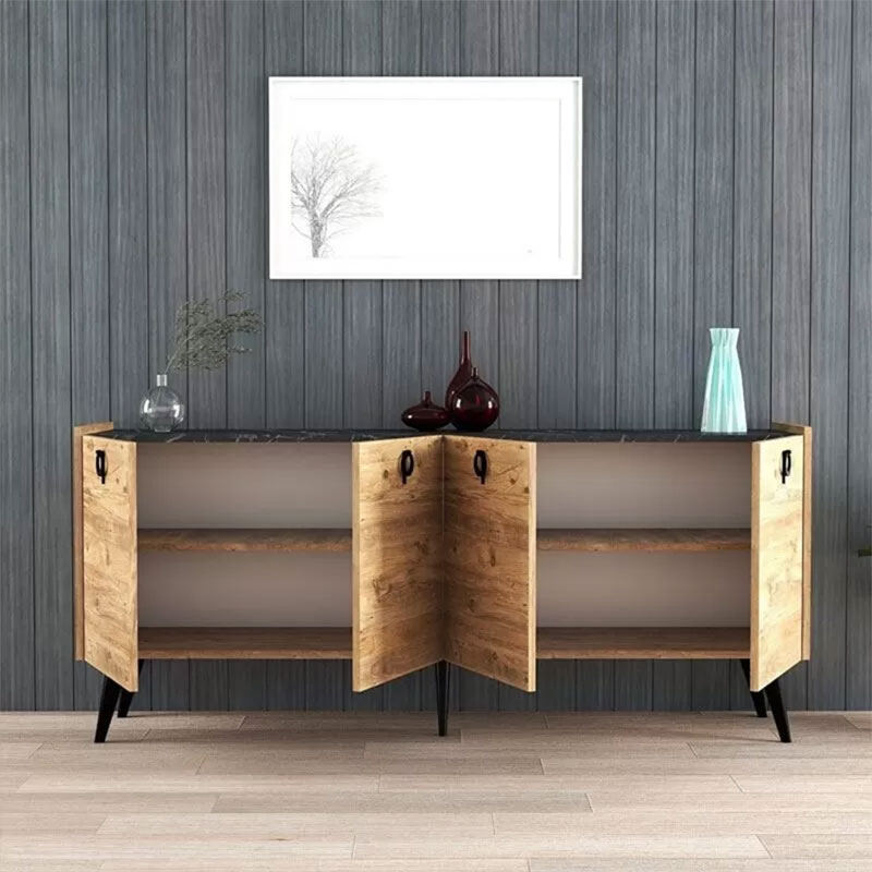 Buffet Jeslie pakoworld melamine oak-dark grey 180x40x79cm - Image 2