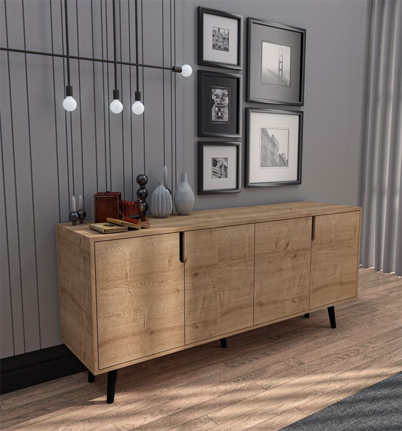 Buffet Sennan pakoworld melamine oak 180x45x80cm - Image 2