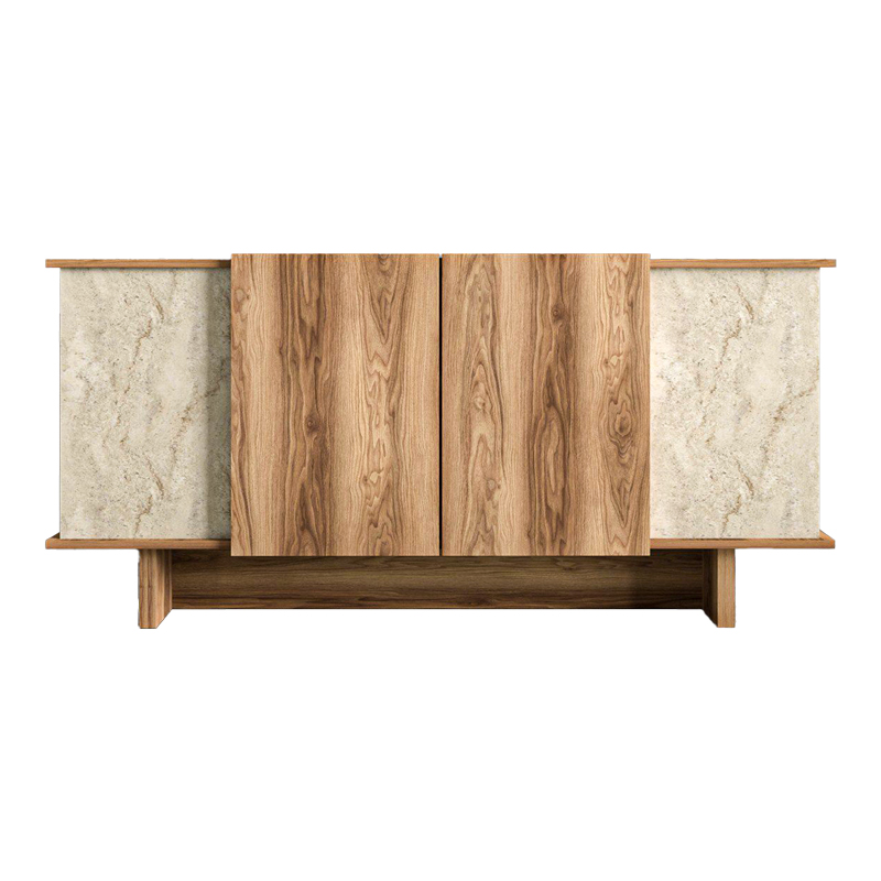Aramos pakoworld sideboard in walnut shade with marblew effect 180x45x80cm - Image 5