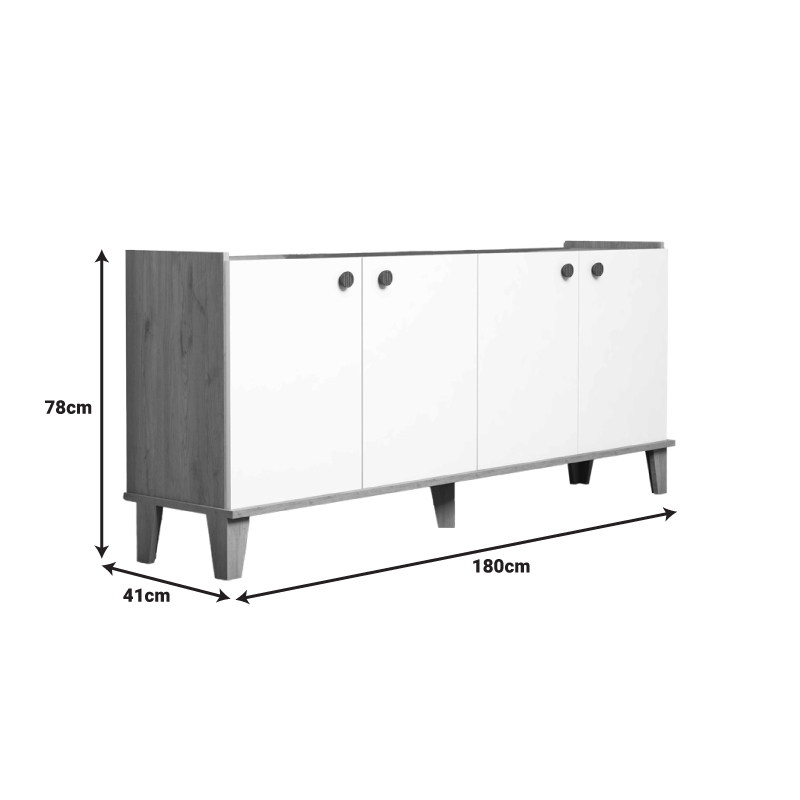 Lethak pakoworld sideboard in oak-white shade 180x41x78cm - Image 2