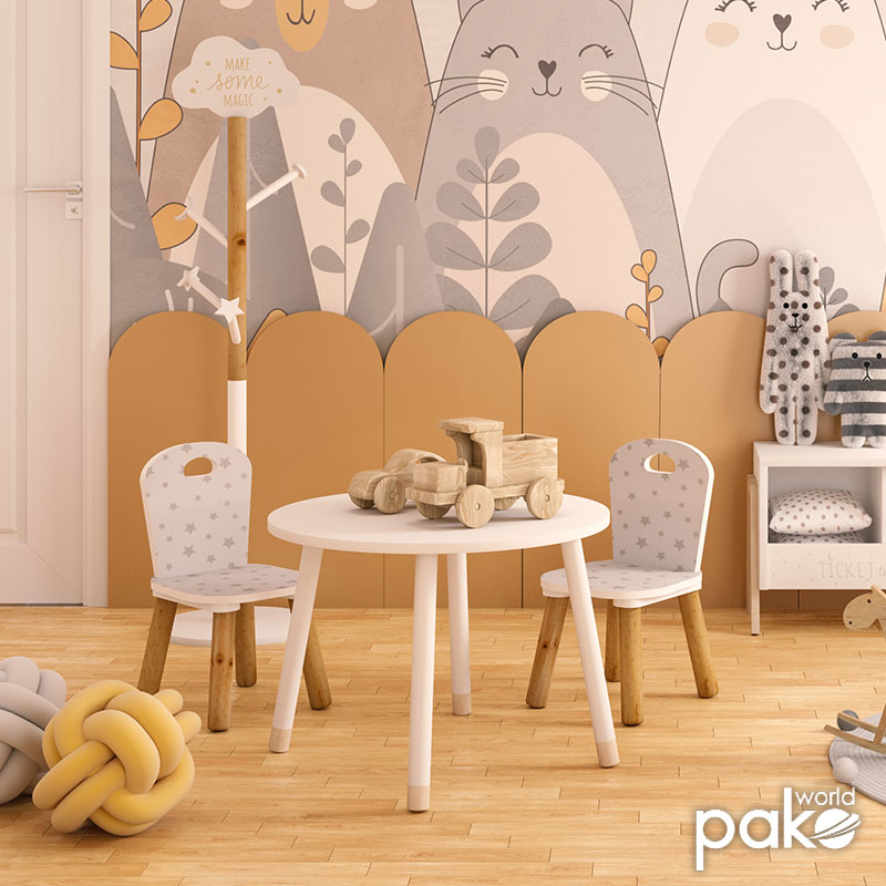 Children's table Playful pakoworld white-natural D60x43,5cm - Image 2