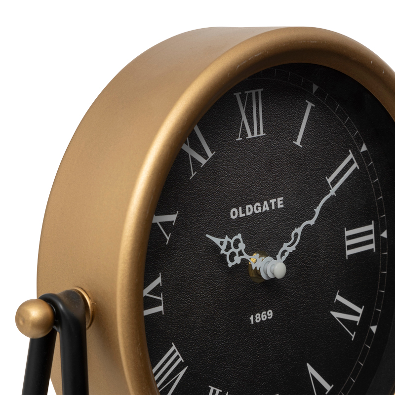 Table clock Clocky pakoworld black-golden metal-mdf 26.5x7x26.5cm - Image 3