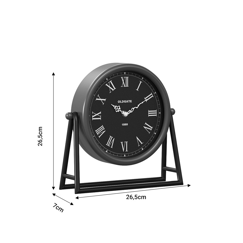 Table clock Clocky pakoworld black-golden metal-mdf 26.5x7x26.5cm - Image 2