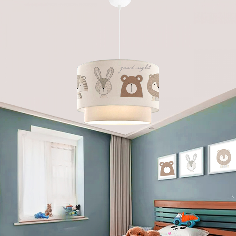 Children's ceiling light PWL-1096 pakoworld E27 white-grey-brown D30x20cm - Image 2
