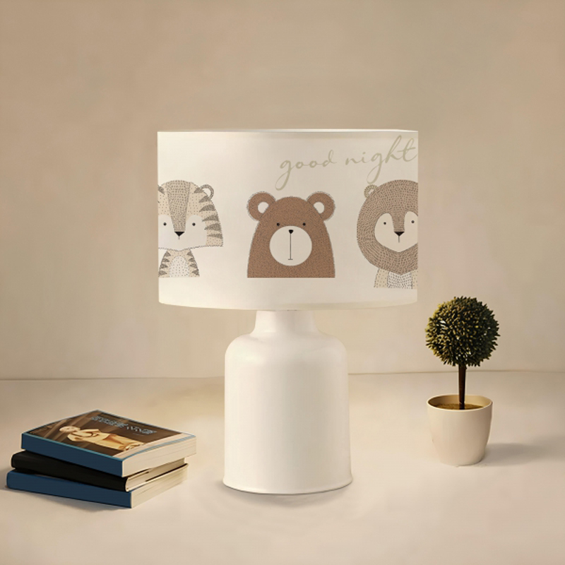 Children's table lamp PWL-1099 pakoworld E27 white-gray-brown D24x32cm - Image 2