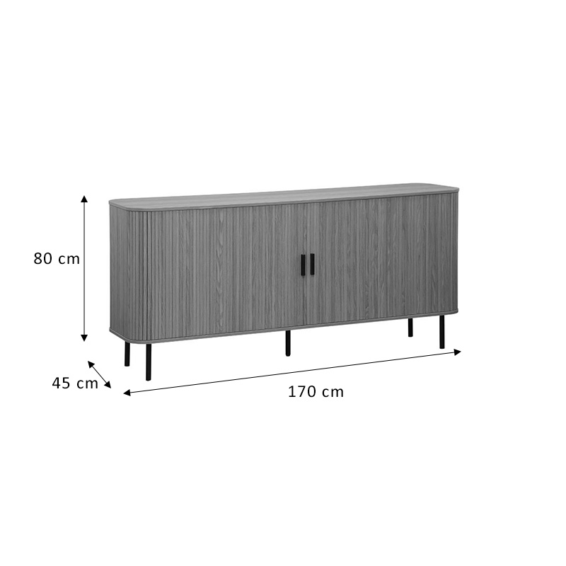 Buffet Scandi pakoworld MDF natural color with black metal legs 170x45x80cm - Image 2