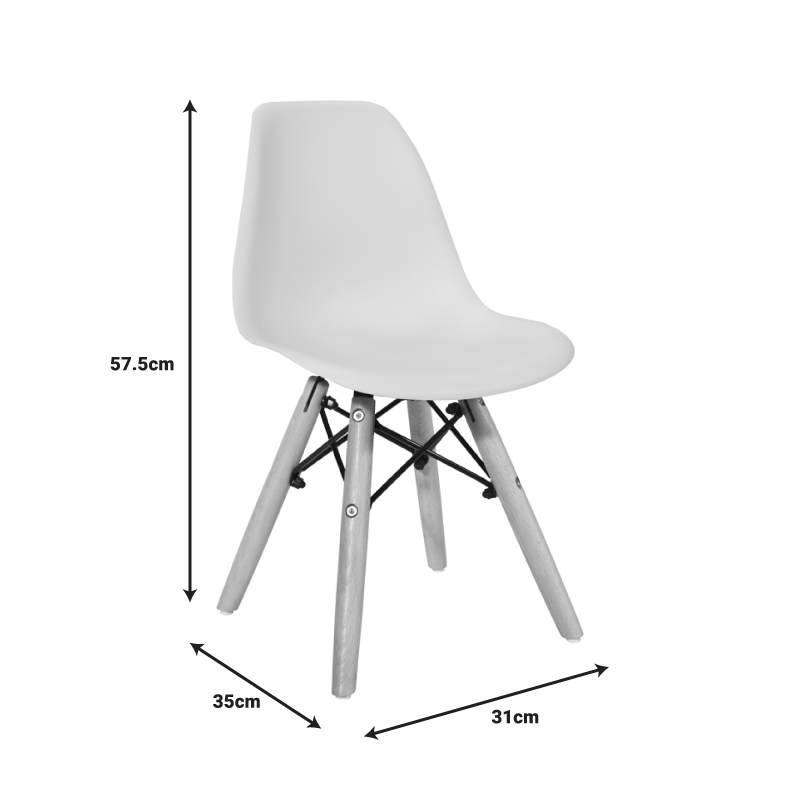 Julita chair for children pakoworld PP white pp and natural beech wood 35x31x57.5cm - Image 3
