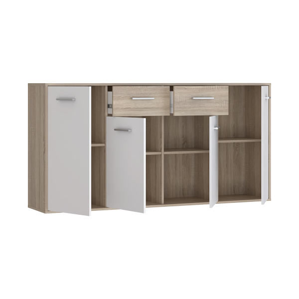 Drepen pakoworld melamine buffet in white and sonoma color 162.3x34.2x81.7cm - Image 3
