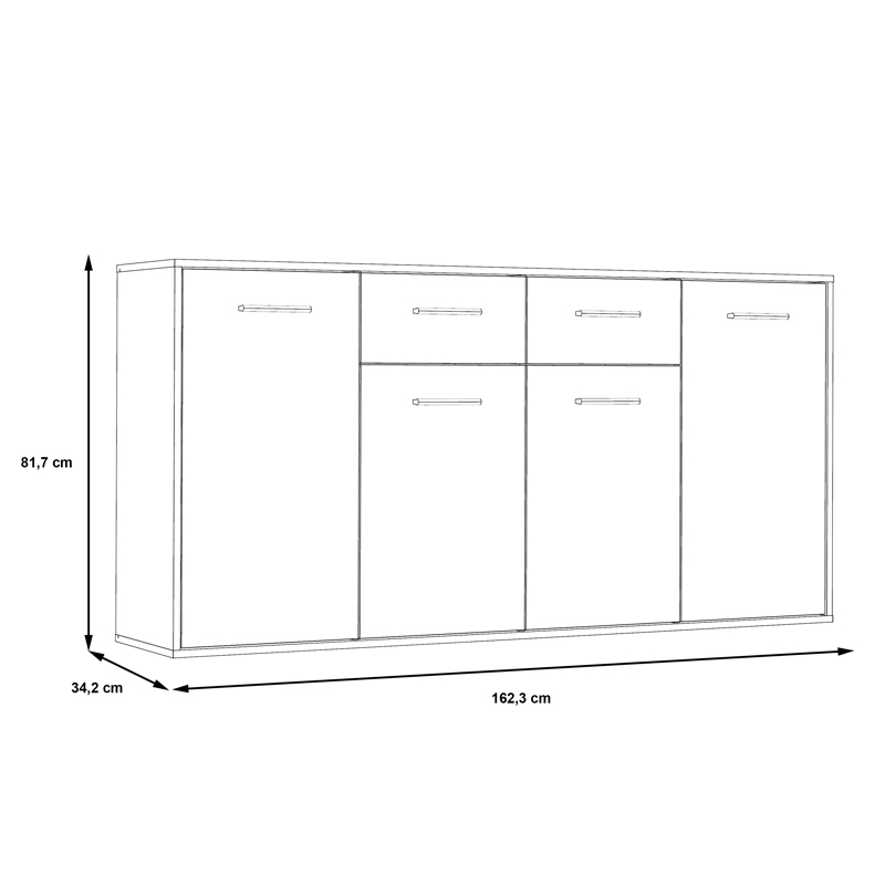 Drepen pakoworld melamine buffet in white and sonoma color 162.3x34.2x81.7cm - Image 2