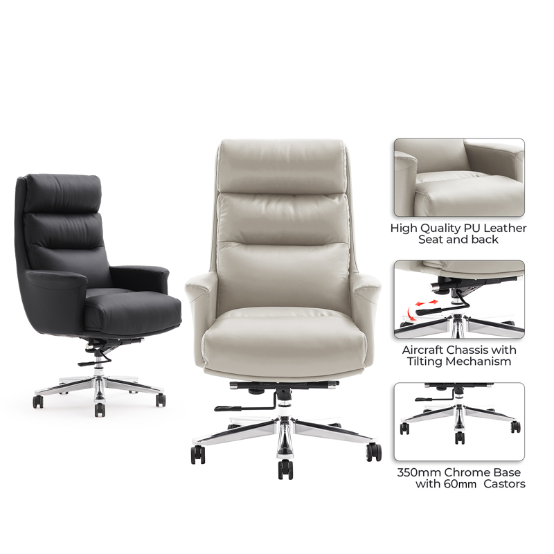 Мениджърски офис стол Nagal pakoworld PU в бежов цвят 71x73x117-123см - Image 6